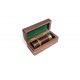 Mosiężno - skórzana luneta składana TEL-0124B w pudełku drewnianym 18x4x4 cm