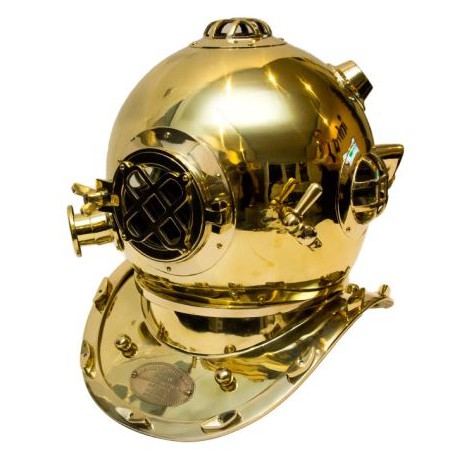 Wielki mosiężny hełm nurka retro HMT-0034