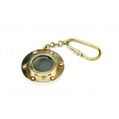 Brelok mosiężny - mini bulaj - lusterko KEY-0134B