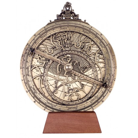 Wielkie mosiężne astrolabium Rojas H34 - reprodukcja, śr. 20cm