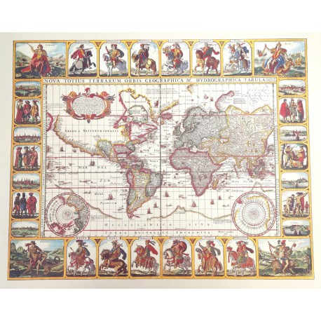 Historyczna Mapa Świata - Nova Totius Terrarum reprint - N. I. Piscator, 1652 r. M1652