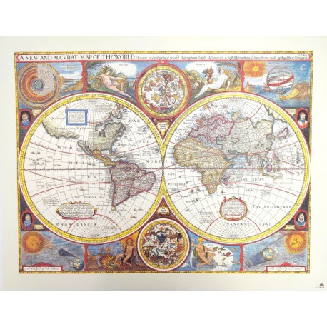 Mapa Świata Retro - John Speed, 1651 r. M1651