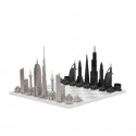 Ekskluzywne szachy ze stali nierdzewnej na marmurowej szachownicy Skyline World Icons – WI